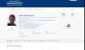 
							         John Stephenson — University of Huddersfield Research Portal								  
							    