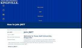 
							         Join JNET - Texas A&M University Kingsville								  
							    