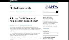 
							         Join our DMRC team and help protect public health - MHRA Inspectorate								  
							    