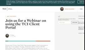 
							         Join us for a Webinar on using the TCI Client Portal - TCI Wealth								  
							    