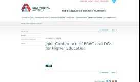 
							         Joint Conference of ERAC and DGs for Higher Education - ERA Portal ...								  
							    