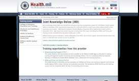 
							         Joint Knowledge Online (JKO) | Health.mil								  
							    