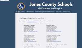 
							         Jones County Schools' Colleges and Universities Listing								  
							    