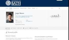 
							         Jorge Marco — the University of Bath's research portal								  
							    