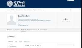 
							         Josh Rainbow – Network — the University of Bath's research portal								  
							    