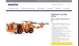 
							         Joy Vein Runner II Jumbo Drill - Underground Hard Rock Mining ...								  
							    