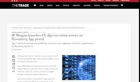 
							         JP Morgan launches FX algo execution service on Bloomberg App portal								  
							    