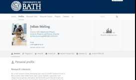 
							         Julian Stirling — the University of Bath's research portal								  
							    