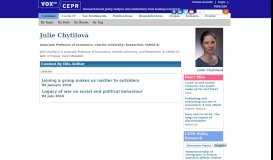 
							         Julie Chytilová | VOX, CEPR Policy Portal - VoxEU								  
							    