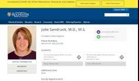 
							         Julie Sandruck, M.D., M.S. - University of Rochester Medical Center								  
							    