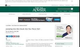 
							         Jumping Into the Cloud: Are You There Yet? - The Tax Adviser								  
							    