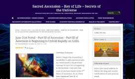 
							         June 21st Portal – Part III of Ascension - Sacred Ascension								  
							    