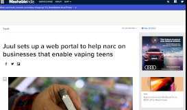 
							         Juul sets up a web portal for narcing on vaping teens - Mashable								  
							    