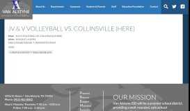 
							         JV & V VOLLEYBALL VS. COLLINSVILLE (HERE) | Van Alstyne ISD								  
							    