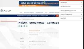 
							         Kaiser Permanente - Colorado : Academy of Managed Care Pharmacy								  
							    