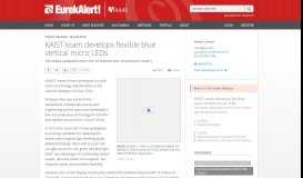 
							         KAIST team develops flexible blue vertical micro LEDs | EurekAlert ...								  
							    