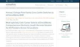 
							         Kansas' College Park Family Care Center Switches to eCW EHR								  
							    