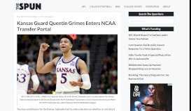 
							         Kansas Guard Quentin Grimes Enters NCAA Transfer Portal - The Spun								  
							    