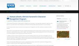 
							         Kansas schools, districts honored in Character Recognition Program ...								  
							    