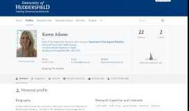 
							         Karen Adams — University of Huddersfield Research Portal								  
							    