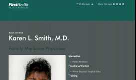 
							         Karen L. Smith, M.D. | FirstHealth								  
							    