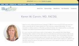 
							         Karen W. Corvin, M.D., FACOG - Blue Ridge OB/GYN Associates								  
							    