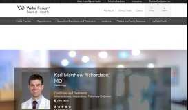 
							         Karl Matthew Richardson, MD | Wake Forest Baptist Health								  
							    