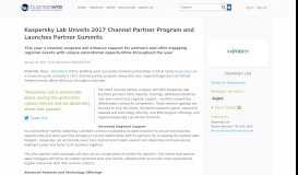 
							         Kaspersky Lab Unveils 2017 Channel Partner Program and Launches ...								  
							    