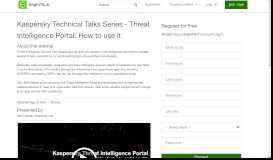 
							         Kaspersky Technical Talks Series - Threat Intelligence Portal: How to ...								  
							    