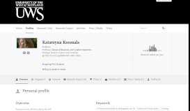 
							         Katarzyna Kosmala — The UWS Academic Portal								  
							    