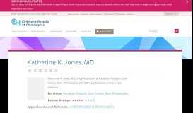 
							         Katherine K. Jones, MD | Children's Hospital of Philadelphia								  
							    