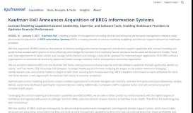 
							         Kaufman Hall Announces Acquisition of KREG Information Systems ...								  
							    