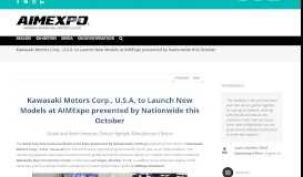 
							         Kawasaki Motors Corp., U.S.A. to Launch New Models at AIMExpo ...								  
							    