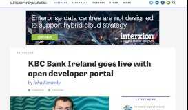 
							         KBC Bank Ireland goes live with open developer portal								  
							    