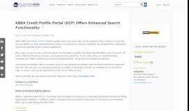 
							         KBRA Credit Profile Portal (KCP) Offers Enhanced ... - Business Wire								  
							    