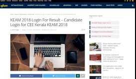 
							         KEAM 2018 Login For Result – Candidate Login for CEE Kerala ...								  
							    