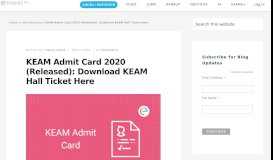 
							         KEAM Admit Card 2019 (Released): Download Your KEAM Hall Ticket ...								  
							    