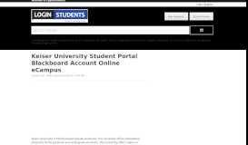 
							         Keiser University Student Portal Blackboard Account Online ECampus								  
							    