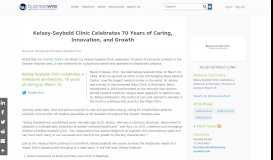 
							         Kelsey-Seybold Clinic Celebrates 70 Years of Caring, Innovation, and ...								  
							    