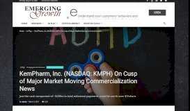 
							         KemPharm, Inc. (NASDAQ: KMPH) On Cusp of Major Market Moving ...								  
							    