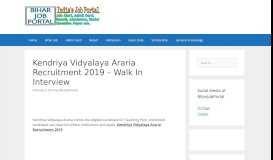 
							         Kendriya Vidyalaya Araria Recruitment 2019 - Walk ... - Bihar Job Portal								  
							    