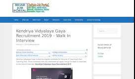 
							         Kendriya Vidyalaya Gaya Recruitment 2019 - Walk ... - Bihar Job Portal								  
							    