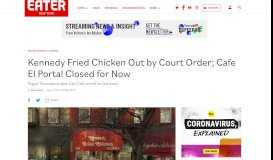 
							         Kennedy Fried Chicken Out by Court Order; Cafe El Portal Closed for ...								  
							    