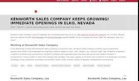 
							         Kenworth Sales Company Keeps Growing! Immediate Openings in ...								  
							    