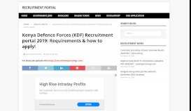 
							         Kenya Defence Forces (KDF) Recruitment portal 2019: Requirements ...								  
							    