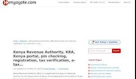 
							         Kenya Revenue Authority, KRA, Kenya portal, pin checking ...								  
							    
