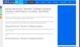 
							         Kenya Technical Trainers' College Contacts, Courses, Admissions ...								  
							    