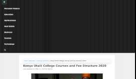 
							         Kenya Utalii College Courses and Fee Structure 2019 • Urban Kenyans								  
							    