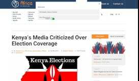 
							         Kenya's Media Criticized Over Election Coverage – Africa Blogging								  
							    