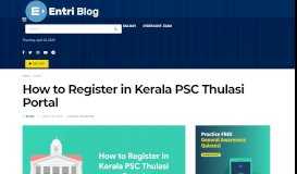 
							         Kerala PSC Thulasi Portal 2020 - Entri Blog								  
							    